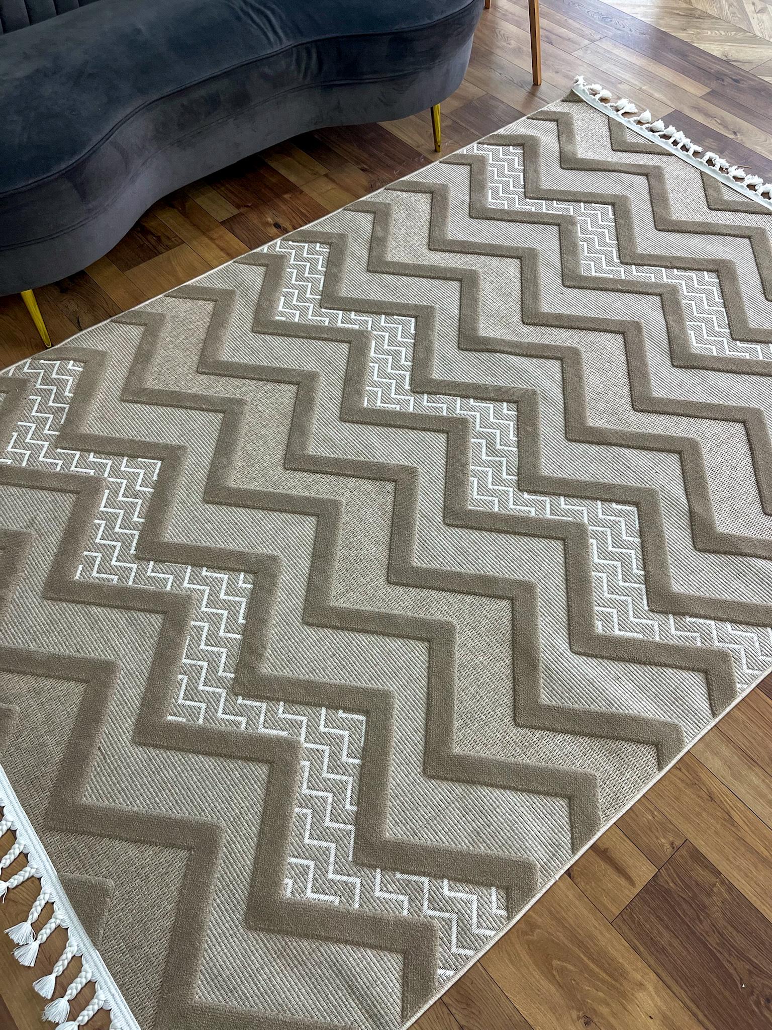 Килим прямокутний з геометричним дизайном 250х350 см Коричневий