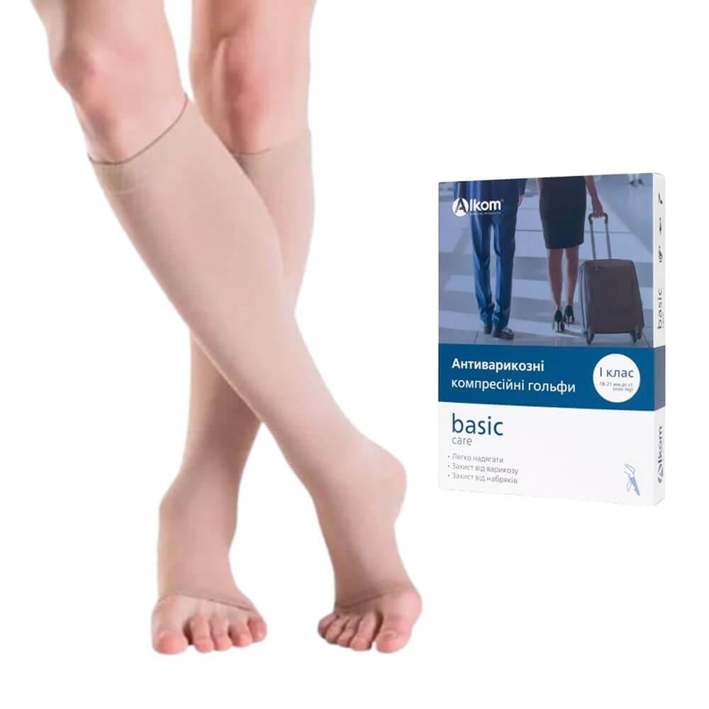 Гольфы компрессионные Алком 00101-3 1 класс 18-21 мм рт.ст. открытый носок бежевый (31163519)