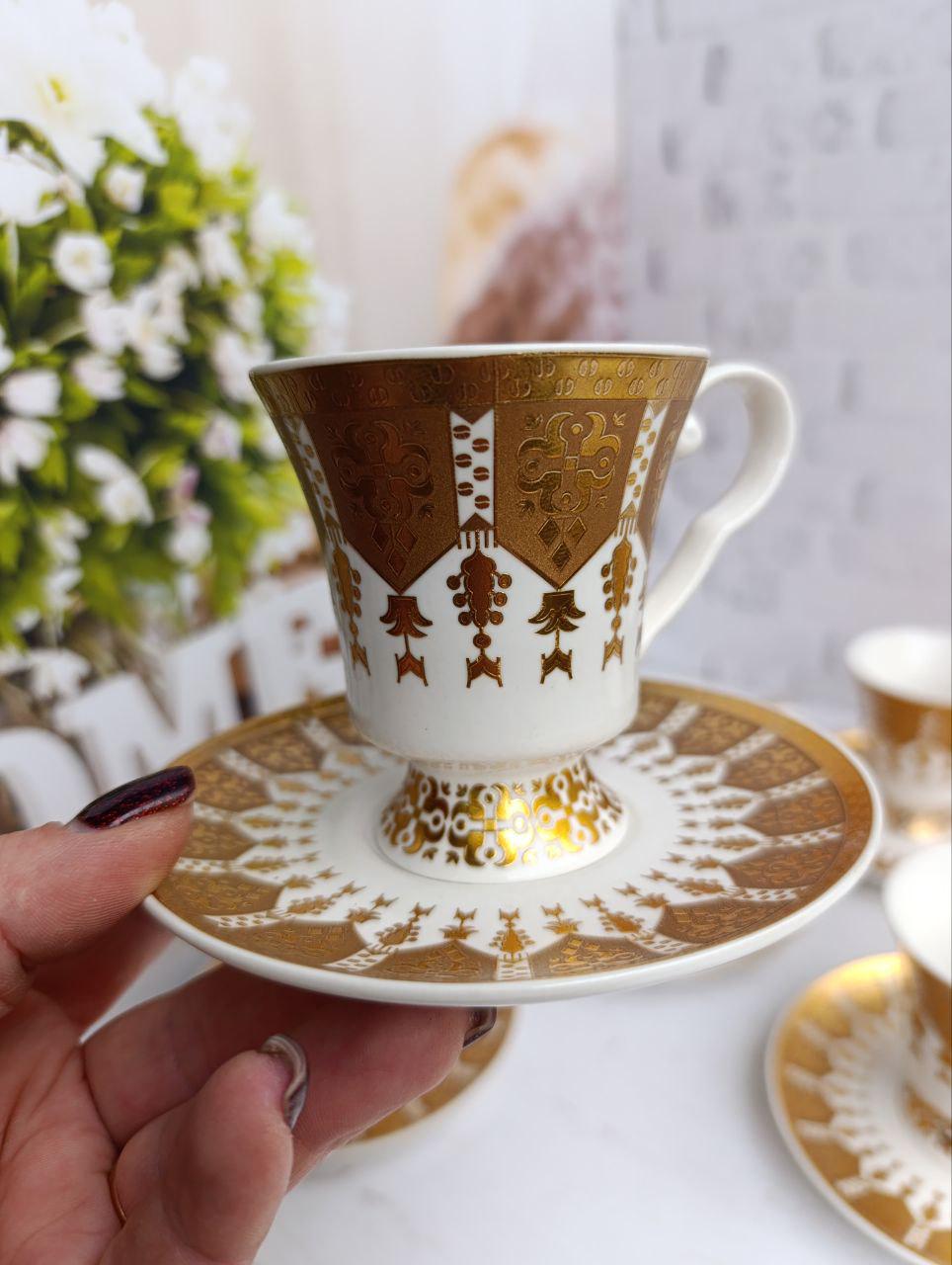 Сервиз кофейный SNT Золотая соната фарфоровая 90 мл 12 пр. (034-12-90) - фото 4