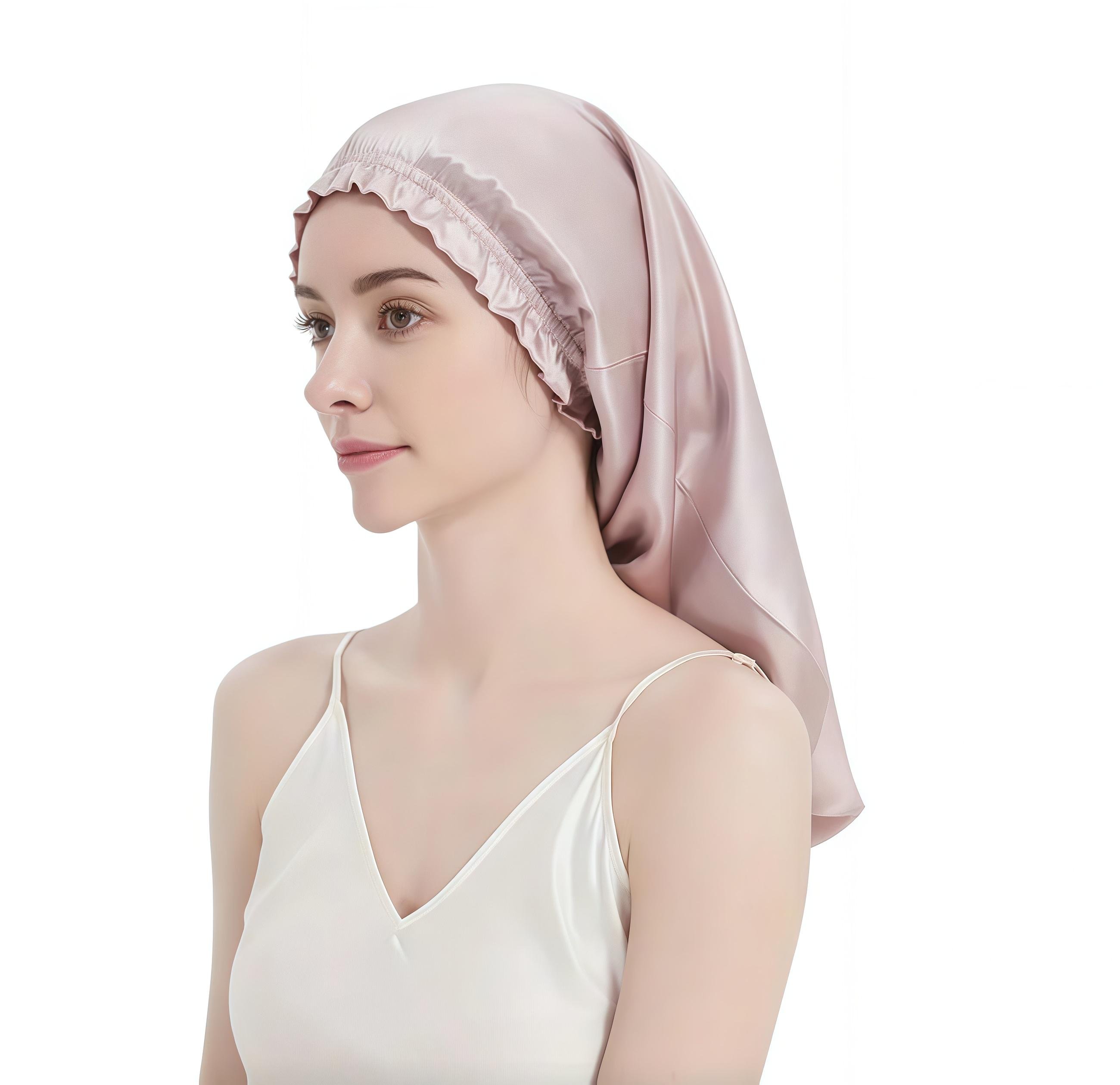 Шапочка ночная из шелка для защиты волос во время сна Бежевый (4643551)