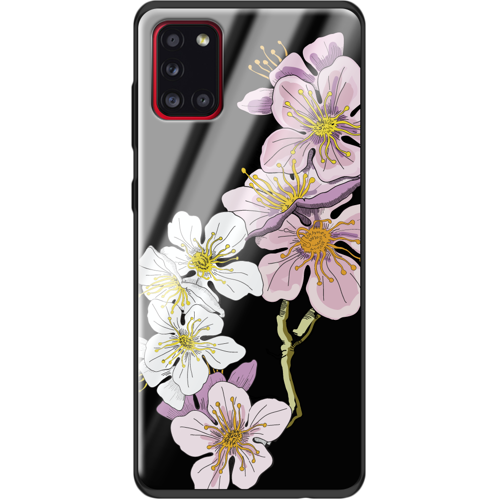 Чохол Boxface Samsung A315 Galaxy A31 Cherry Blossom Чорний силікон зі склом (39470-cc4-40094)