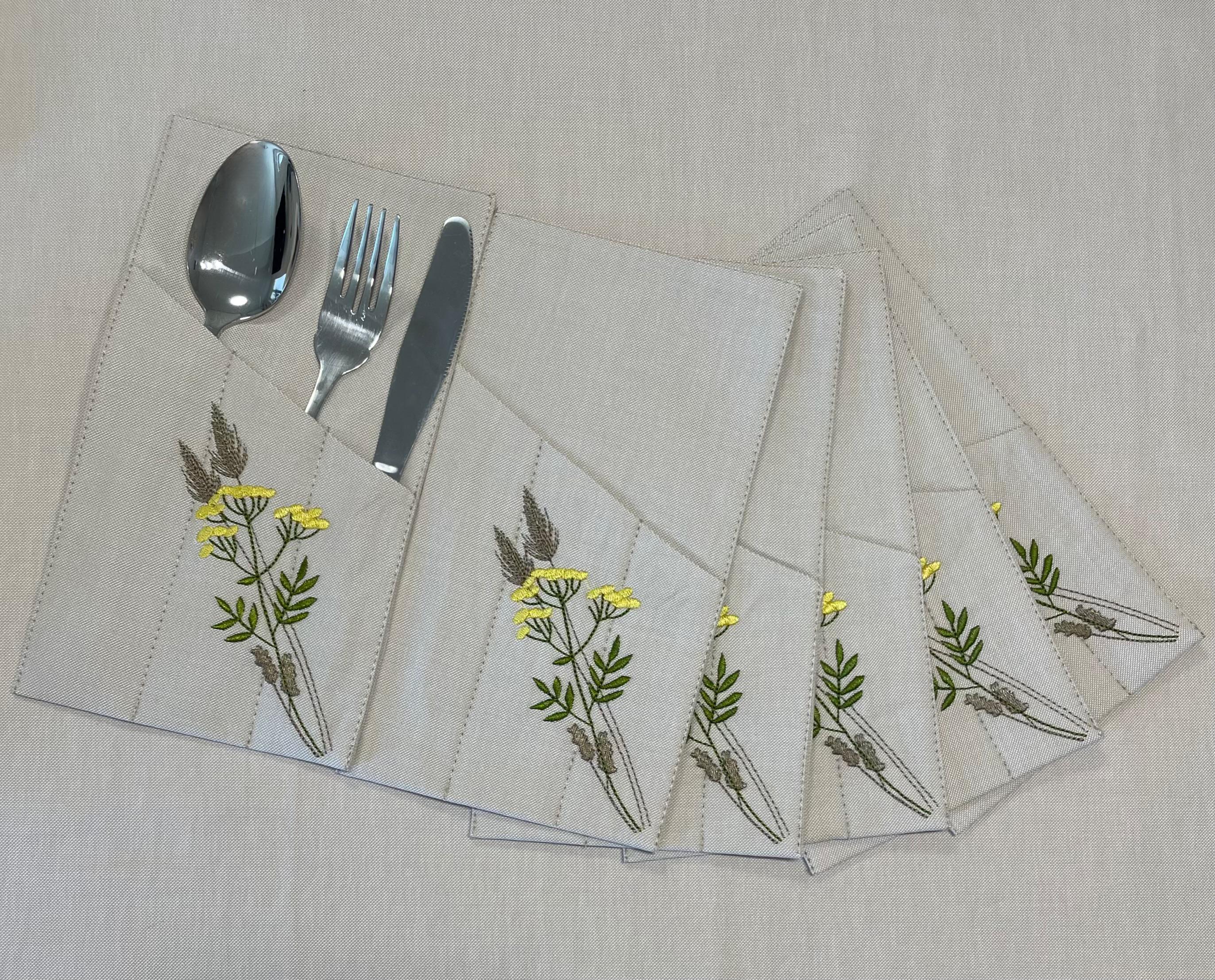 Карман для столовых приборов с вышивкой Пижма 2 шт. (29918229) - фото 2 Карман для столовых приборов с вышивкой Пижма 2 шт. (29918229) - фото 2