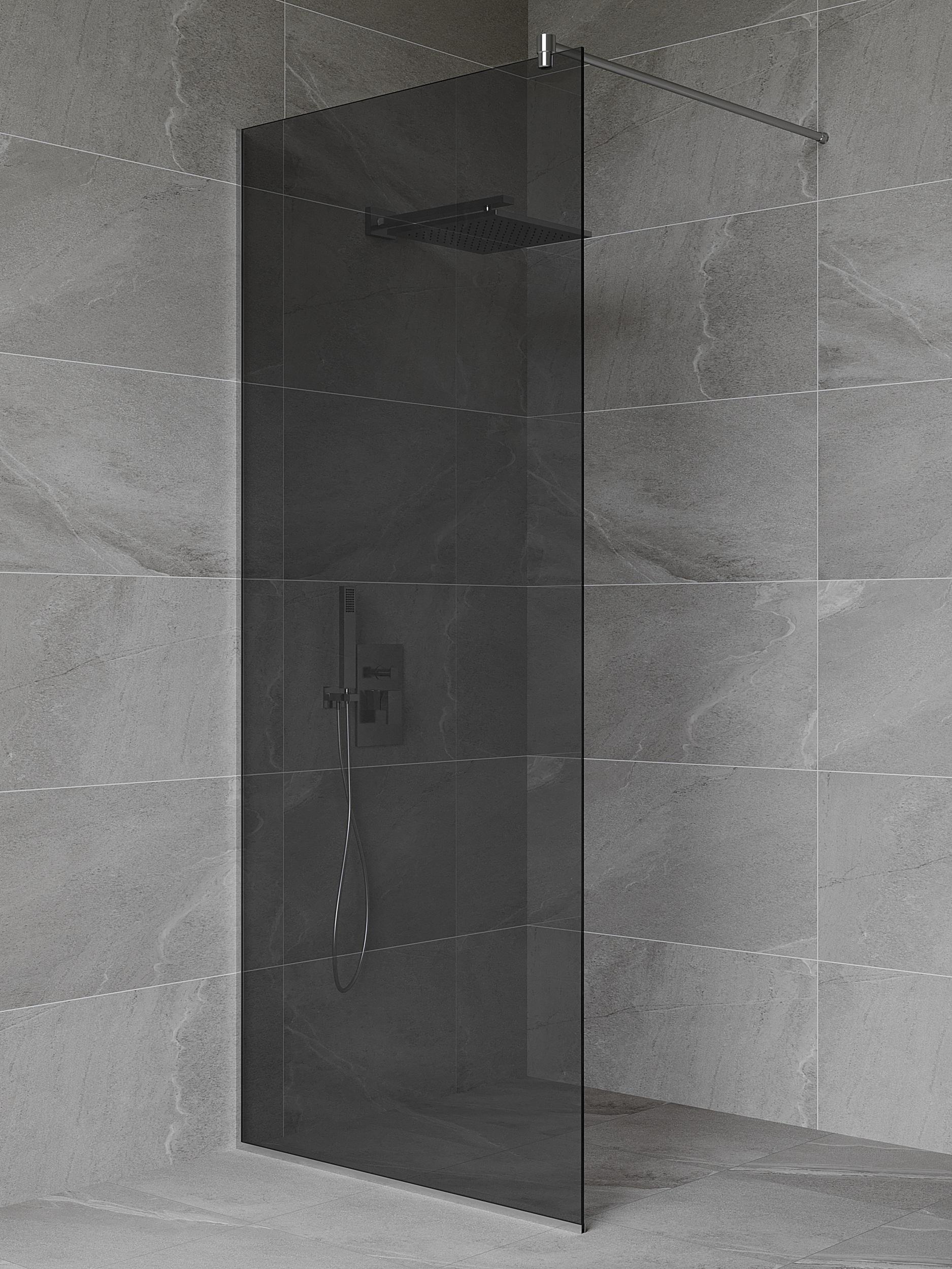 Перегородка для душа стеклянная 900х2000 мм графит Angie стекло для душевой кабины
