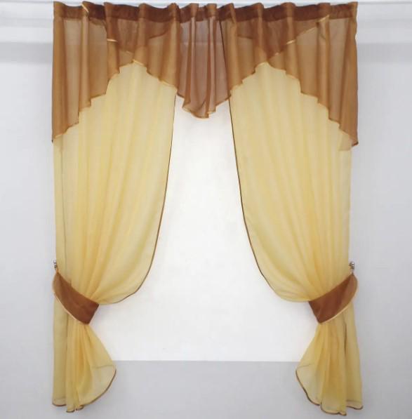 Комплект штор на кухню 300х170 см Золотистый/Коричневый (00к 59-698)