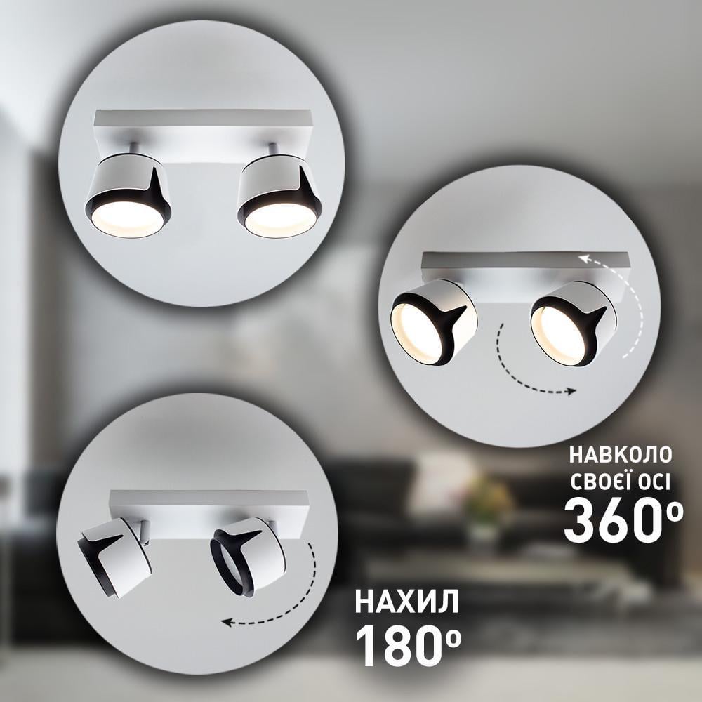 Світильник точковий ESLLSE TELA 2R DL GX53 270x100x135 мм Біло-чорний (10533) - фото 3 Світильник точковий ESLLSE TELA 2R DL GX53 270x100x135 мм Біло-чорний (10533) - фото 3