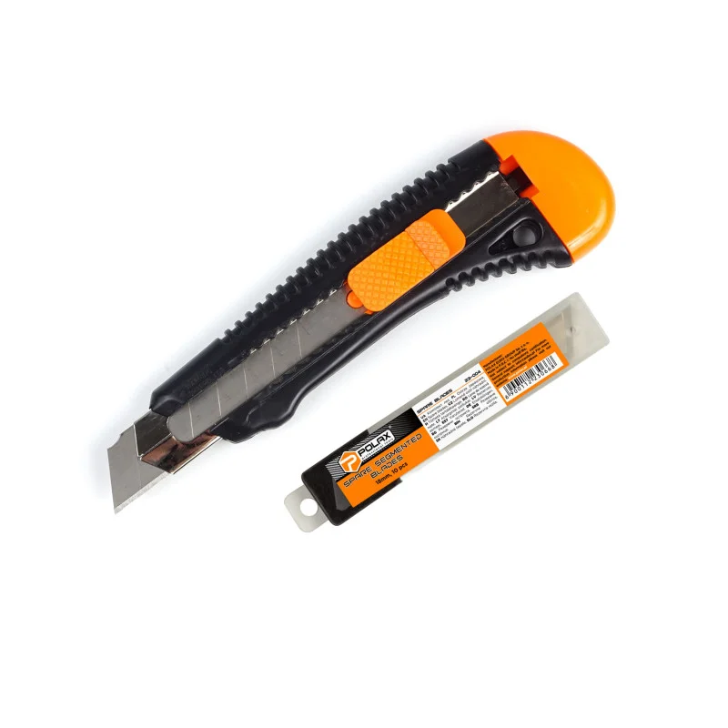 Нож усиленный пластиковый Polax и комплект лезвий сегментных 18 мм 10 шт. (335-71)