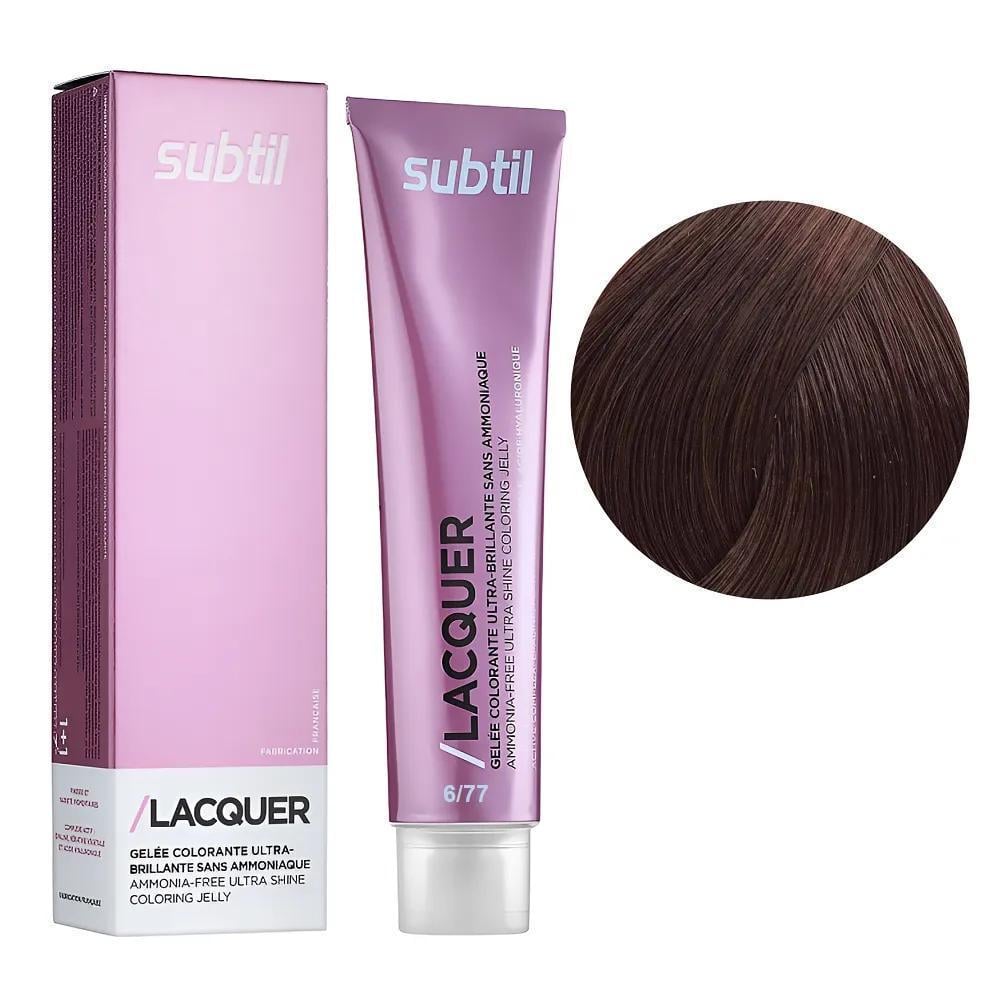 Краска гелевая безаммиачная для волос Subtil Lacquer 6.77 Темный блондин глубокий коричневый 60 мл
