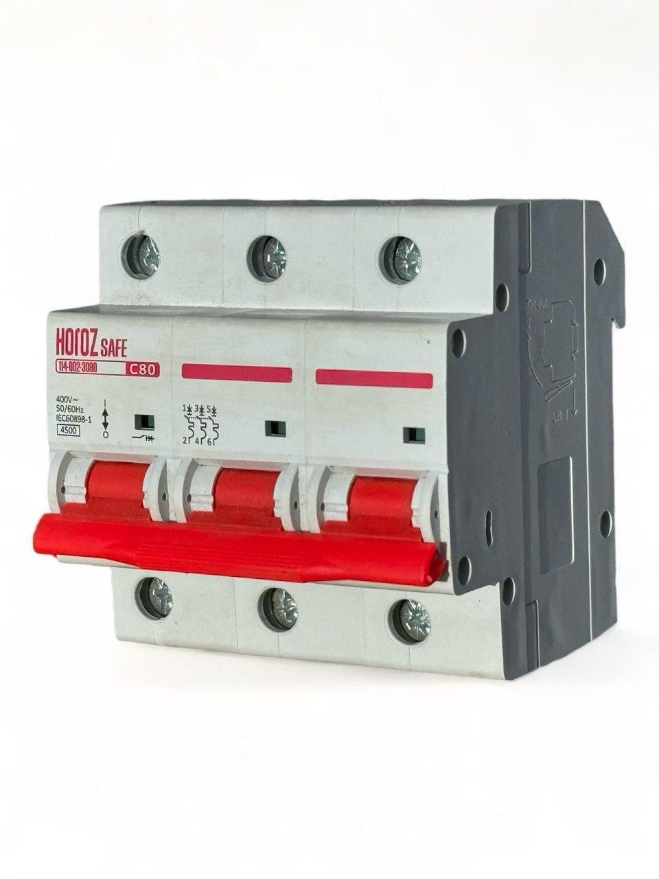 Автоматичний вимикач HOROZ ELECTRIC SAFE C 80А 3Р (114-002-3080-010) Автоматичний вимикач HOROZ ELECTRIC SAFE C 80А 3Р (114-002-3080-010)