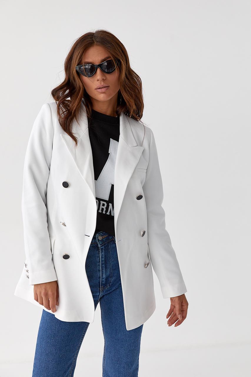 Пиджак двубортный L Белый (9528678) - фото 8 Пиджак двубортный L Белый (9528678) - фото 8