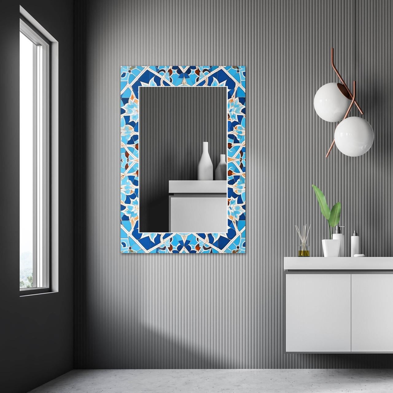 Зеркало на стену NovellaPrint с рисунком мозайки прямоугольное 90х60 см (2018.6)