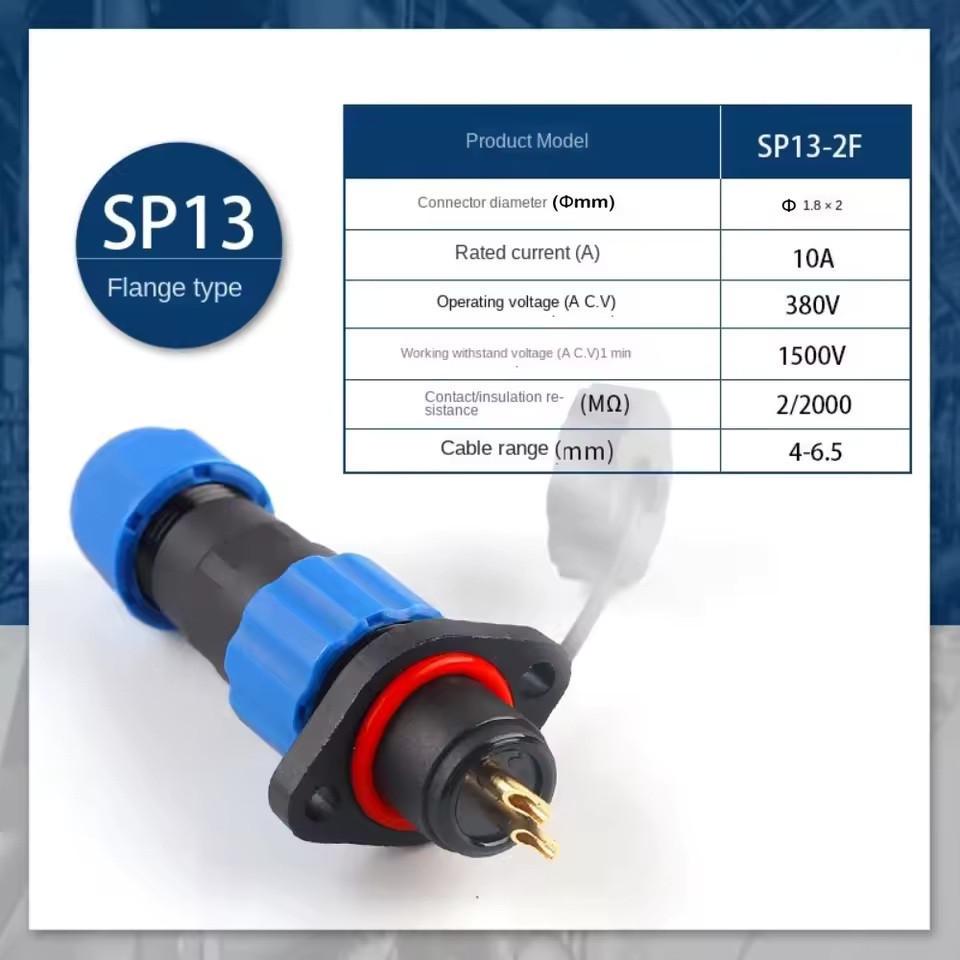 Разъем герметичный SP13 IP68 розетка/штекер на кабель SP13 2F-F-M 2pin 10 А (2735637995) - фото 4 Разъем герметичный SP13 IP68 розетка/штекер на кабель SP13 2F-F-M 2pin 10 А (2735637995) - фото 4