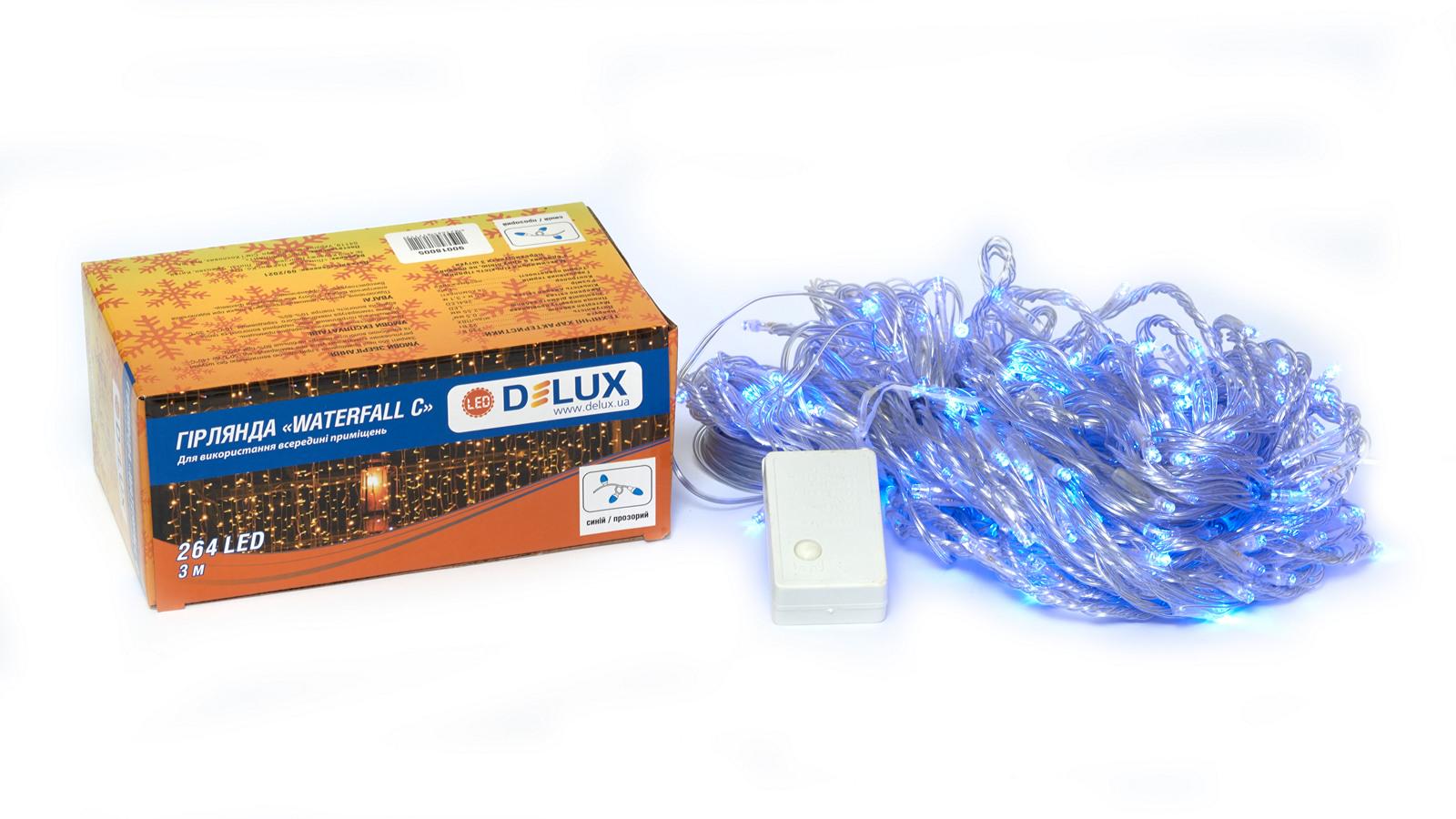 Гірлянда внутрішня Delux Waterfall З 264 LED IP20 3х2 м Синій/Прозорий (13455439)