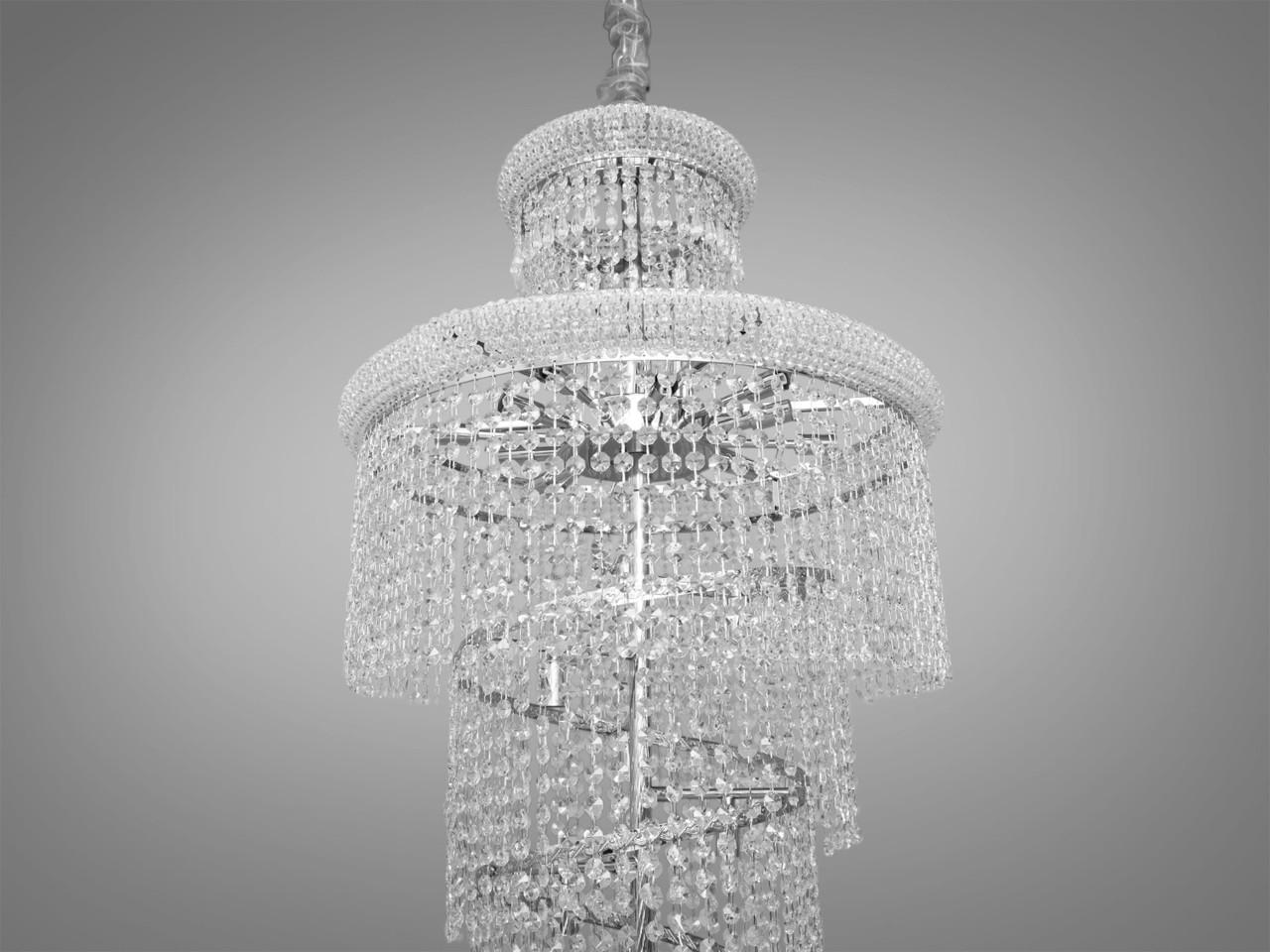 Люстра хрустальная в холл FH-28908-600X1500HR-LS на 33 лампы Хром (1904001176) - фото 4 Люстра хрустальная в холл FH-28908-600X1500HR-LS на 33 лампы Хром (1904001176) - фото 4