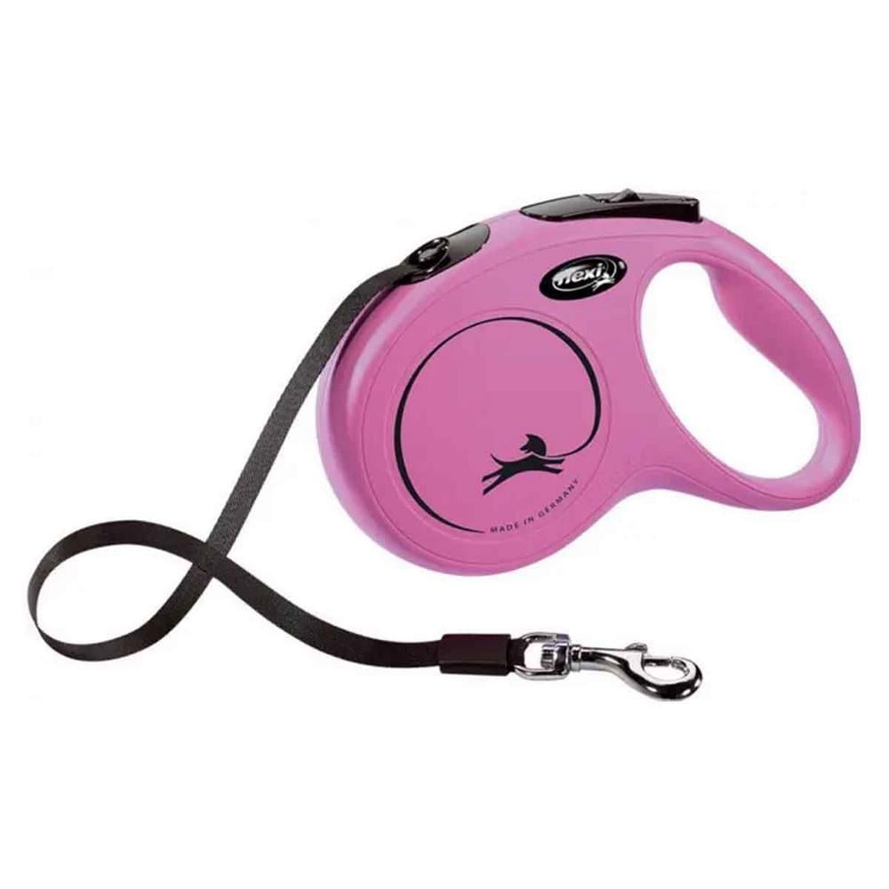 Поводок-рулетка для собак Flexi New Classic M лента 5 м до 25 кг Розовый