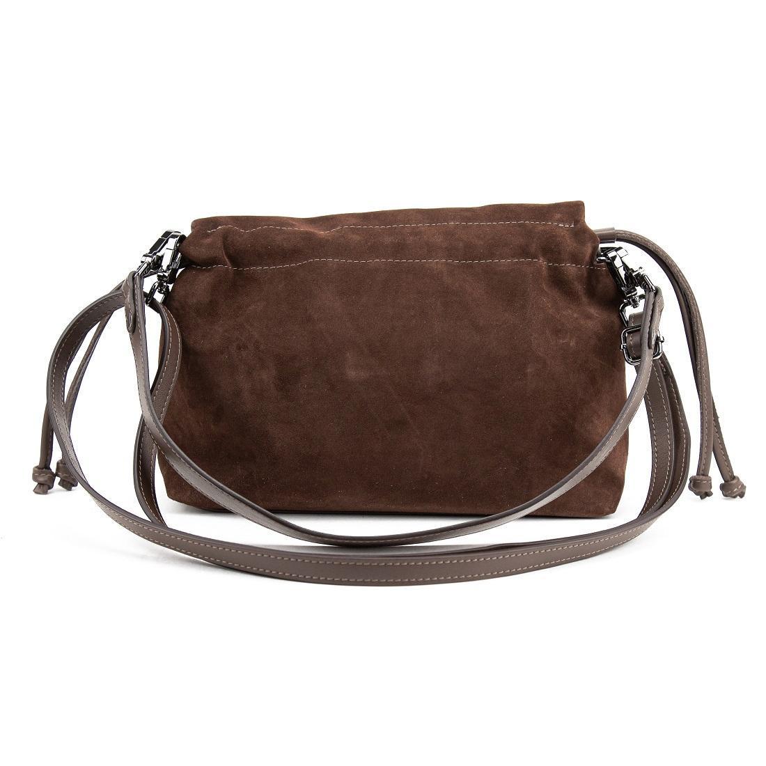 Жіноча сумка замшева Tavinchi CH-8585DB-Y із затяжками Шоколадний (2816295448) - фото 6