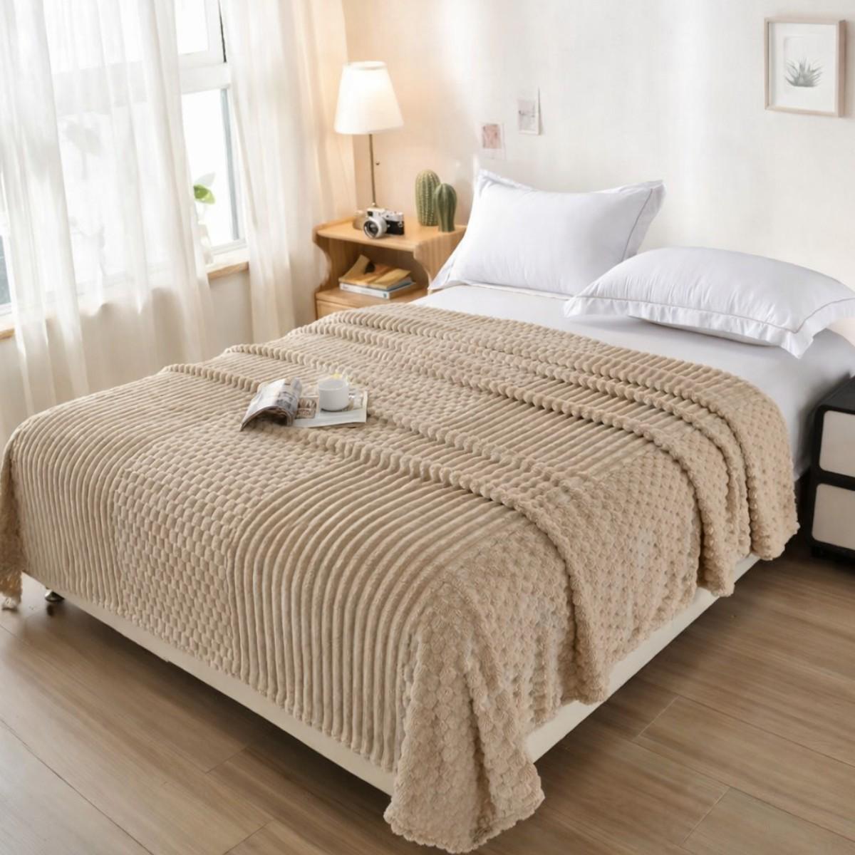 Плед двуспальный Koloco Шарпей Comfort 3D 180х200 см Бежевый (43229)