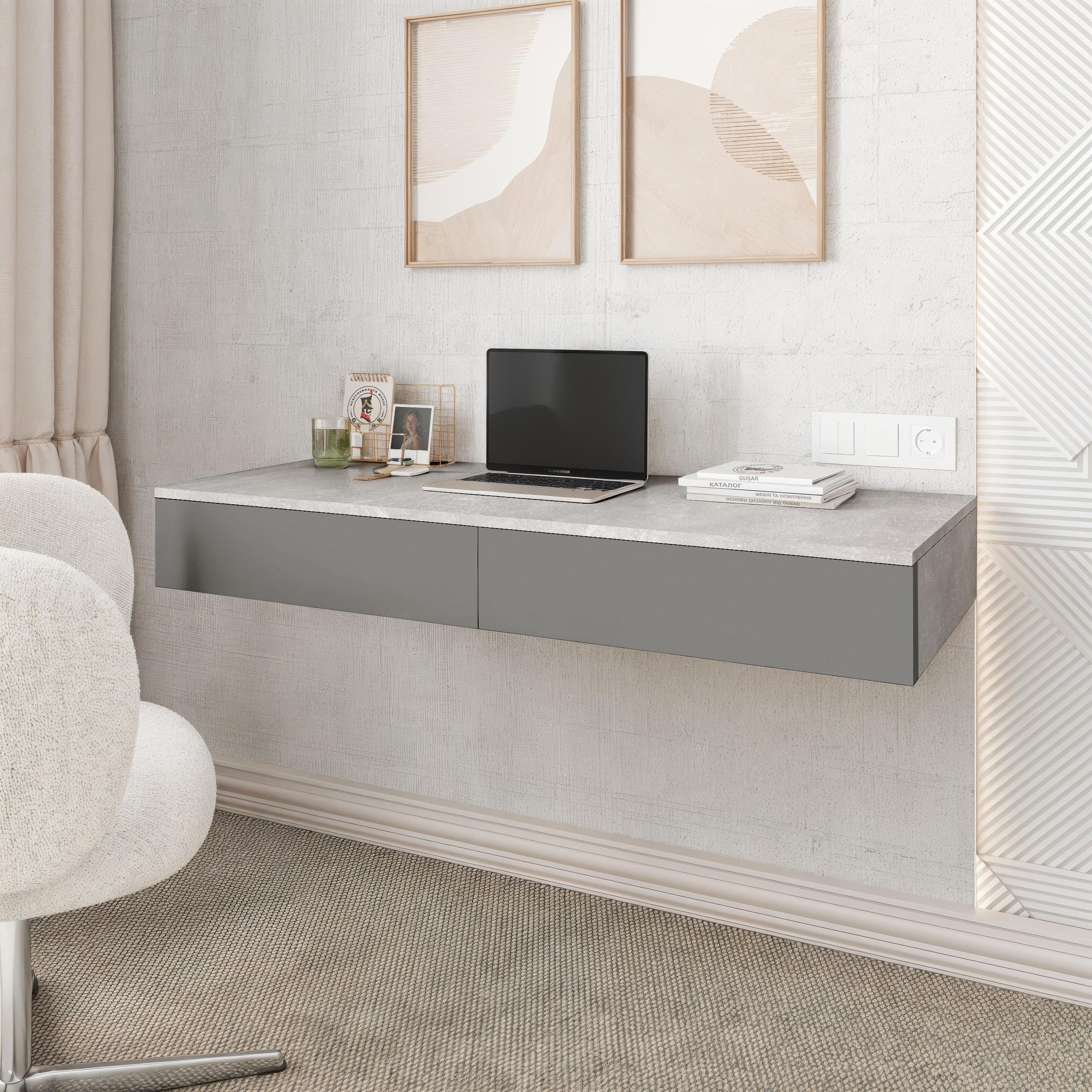 Стіл письмовий підвісний FT-222 1200x500х160 мм Бетон/Антрацит