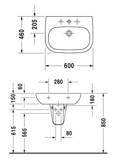 Умивальник підвісний Duravit D-Code 60x46 см (23106000002) - фото 2