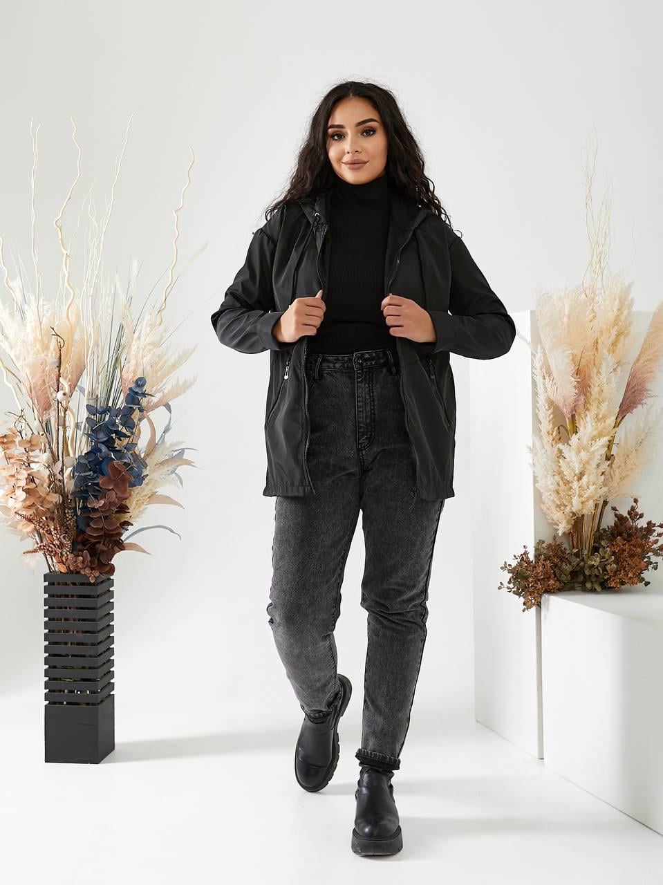 Куртка-дождевик Khan короткая без утеплителя р. 46 Черный (Kh757)