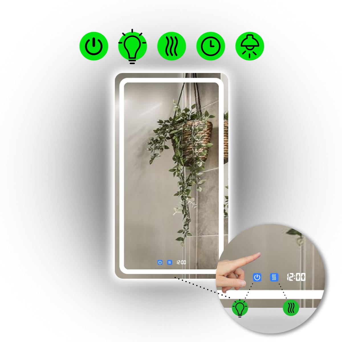 Зеркало с LED подсветкой Anvi с двумя сенсорами и часами 60x80 см (Anvi/600x800/5191/22/1) Зеркало с LED подсветкой Anvi с двумя сенсорами и часами 60x80 см (Anvi/600x800/5191/22/1)