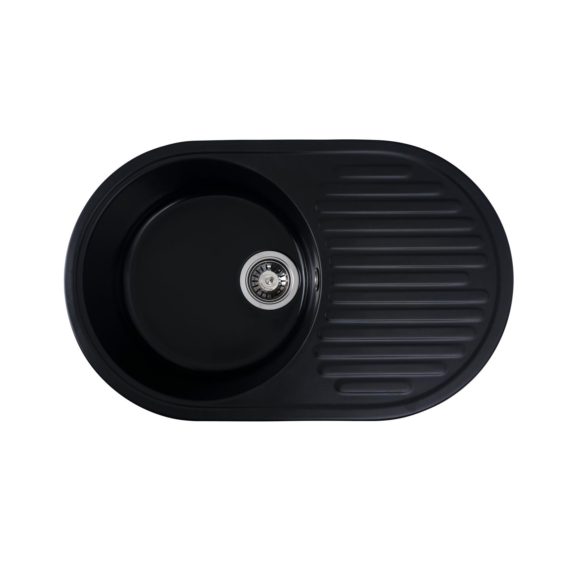 Мийка для кухні гранітна Platinum 7346 ASTORIA глянцева Чорний Мийка для кухні гранітна Platinum 7346 ASTORIA глянцева Чорний