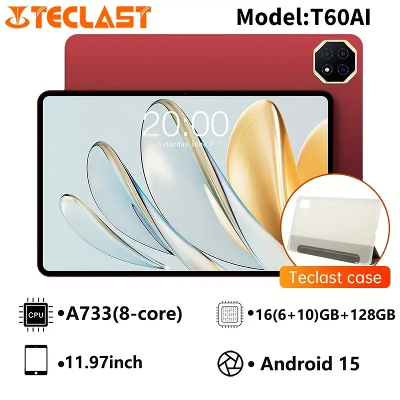 Планшет Teclast T60AI 12" 6/128GB Wi-Fi Cherry Red Android 15 Allwinner A733 8000 мАг з чохлом та кабелем USB-C (2675538033) - фото 8