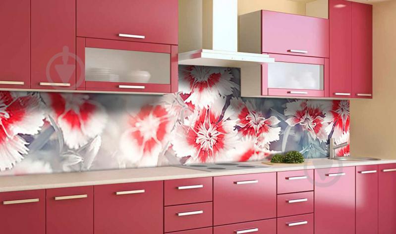 Наклейка виниловая кухонный фартук Zatarga "Красные Гвоздики" 600х2500 мм Наклейка виниловая кухонный фартук Zatarga "Красные Гвоздики" 600х2500 мм