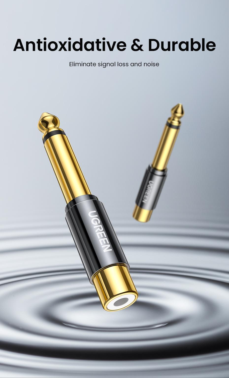 Кабель UGREEN 6,5 мм Jack-RCA 6.35 мм AUX Hi-Fi тюльпан Золотий (80731) - фото 6