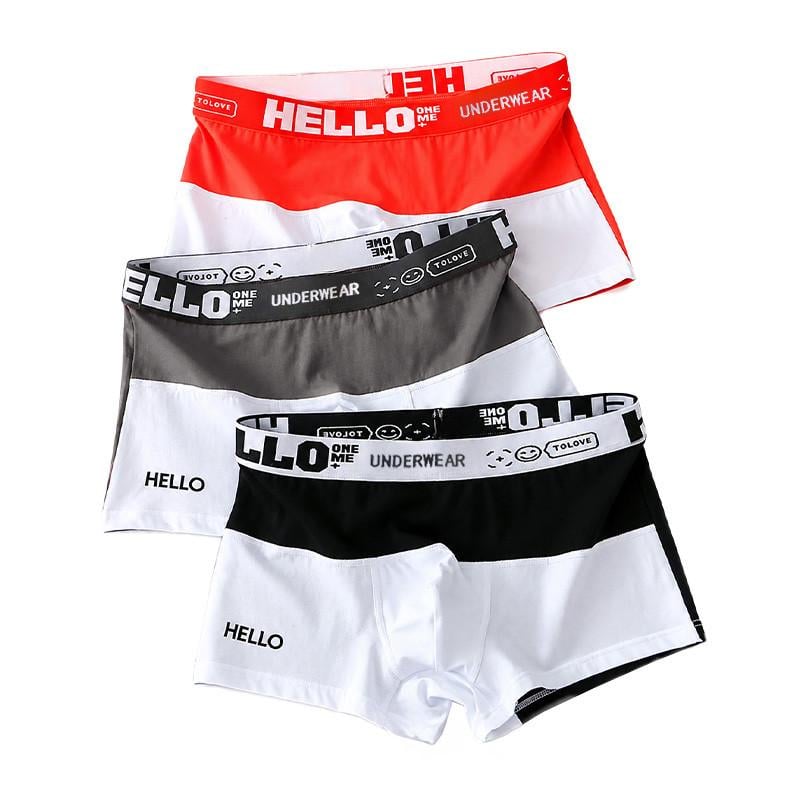 Набір трусів боксерів чоловічих Lesko PB3259 2XL 3 шт. Coral/Grey/Black (35611356)