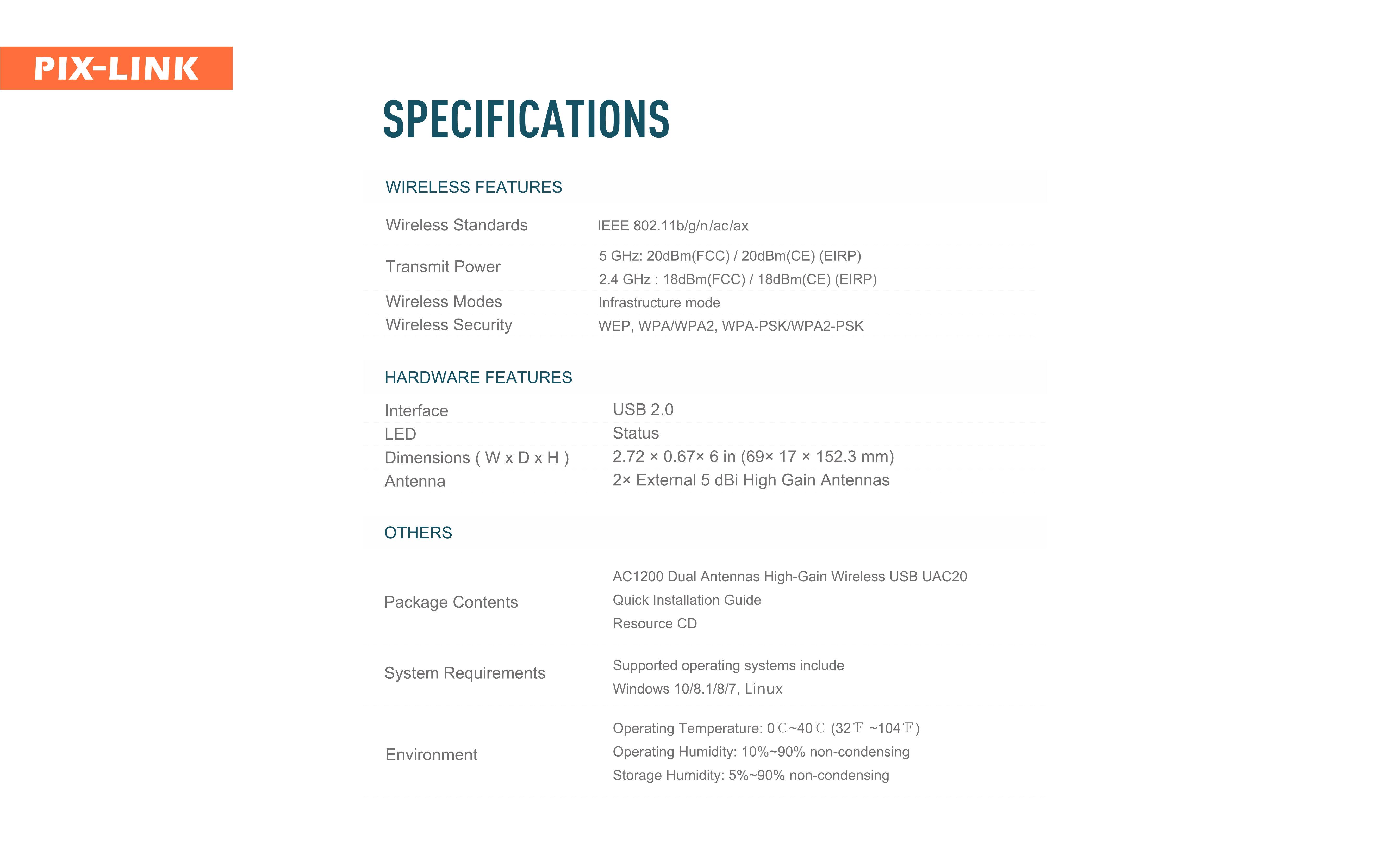 Адаптер бездротовий мережний дводіапазонний Pix-Link AX1800 LV-UAX04 Wi-Fi USB 2.4/5GHz Black (17961) - фото 7 Адаптер бездротовий мережний дводіапазонний Pix-Link AX1800 LV-UAX04 Wi-Fi USB 2.4/5GHz Black (17961) - фото 7