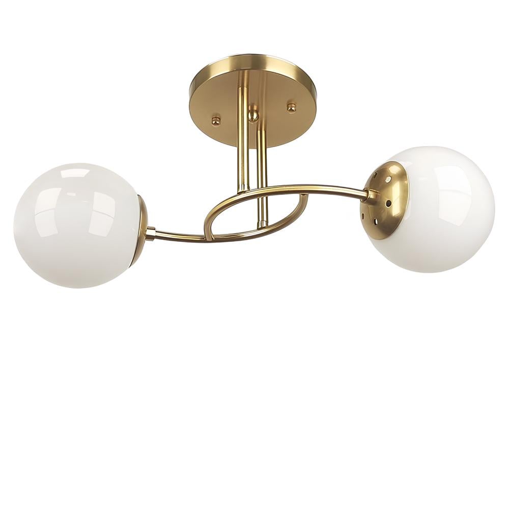 Люстра потолочная молекула Light House SH-20340/2A COPPER E27х2 плафоны белые 520х220х220 мм Медь