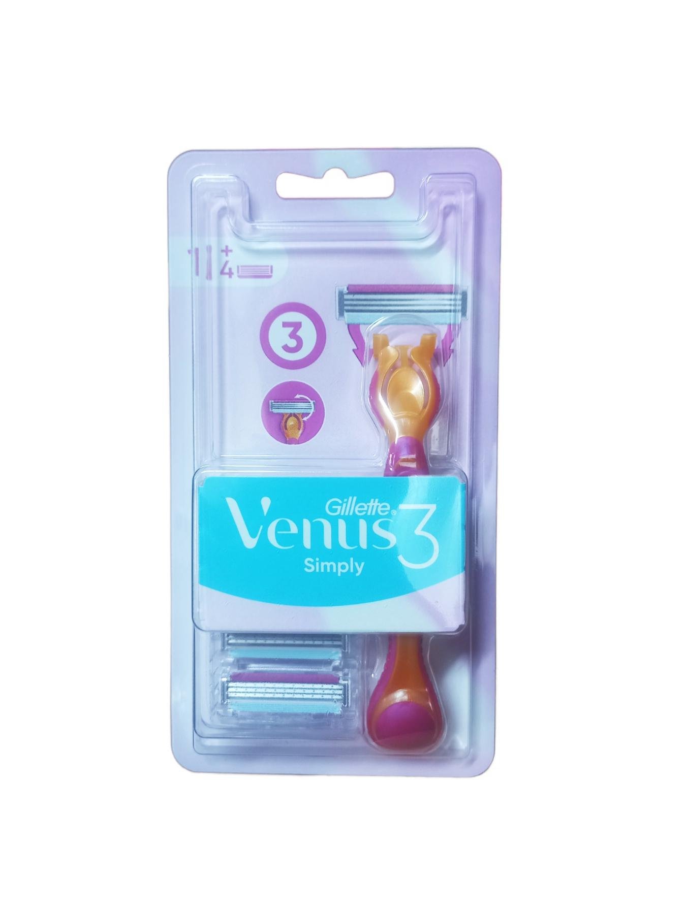 Станок для гоління GILLETTE Venus Simply 3 леза з 4 змінними насадками (125877) - фото 1