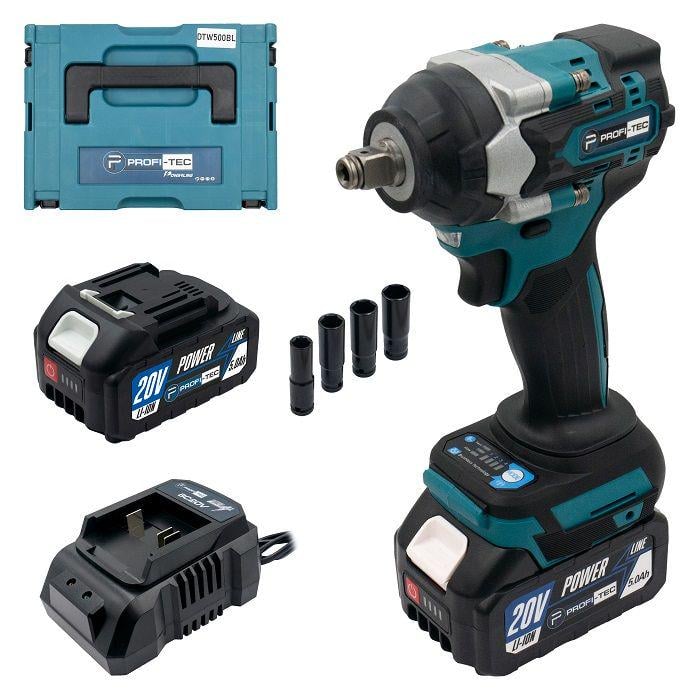 Гайковерт аккумуляторный PROFI-TEC DTW500BL 20V бесщеточный ударный (006321)