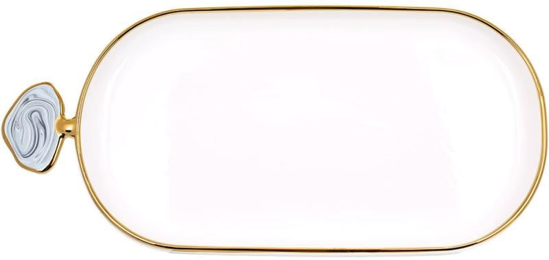 Блюдо с декоративной ручкой Gold Line 30,5х14 см овальное Белый (32329492) - фото 1 Блюдо с декоративной ручкой Gold Line 30,5х14 см овальное Белый (32329492) - фото 1