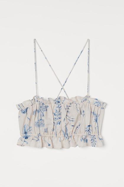 Топ H&M 1003481П Цветы M Белый/Синий