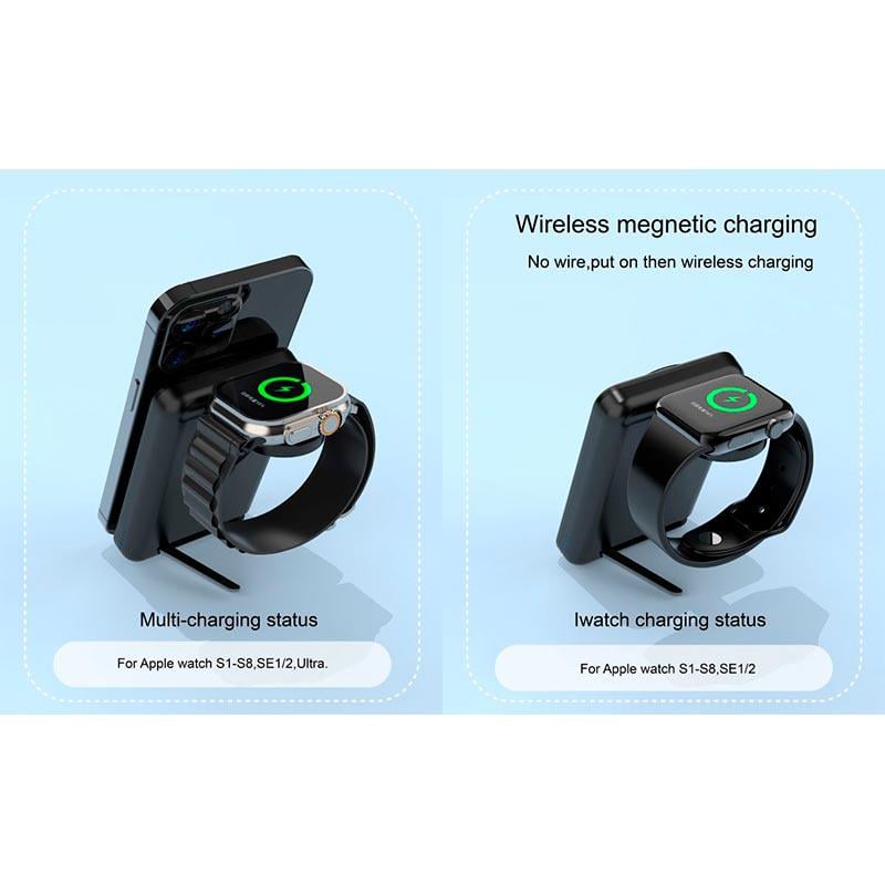 Повербанк Foldable Magnetic Wireless Charger D21 Type-C/QI 2в1 10000 mAh 18 Вт Чорний (24029) - фото 7