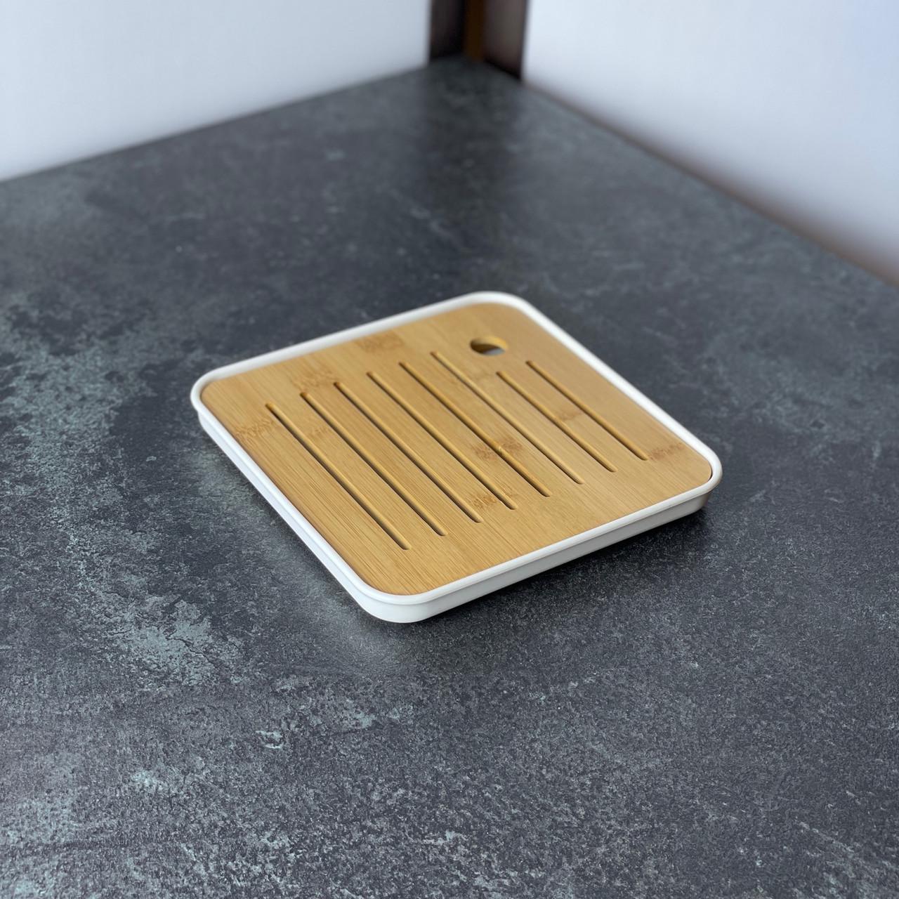 Таця-чабань для чайної церемонії Лілінг 20,4х20,4х3,5 см Білий (OS-TT2519-1) - фото 3 Таця-чабань для чайної церемонії Лілінг 20,4х20,4х3,5 см Білий (OS-TT2519-1) - фото 3