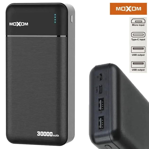 Повербанк Moxom для телефона/планшета/роутера с выходом USB Type C 30000 mAh - фото 2 Повербанк Moxom для телефона/планшета/роутера с выходом USB Type C 30000 mAh - фото 2