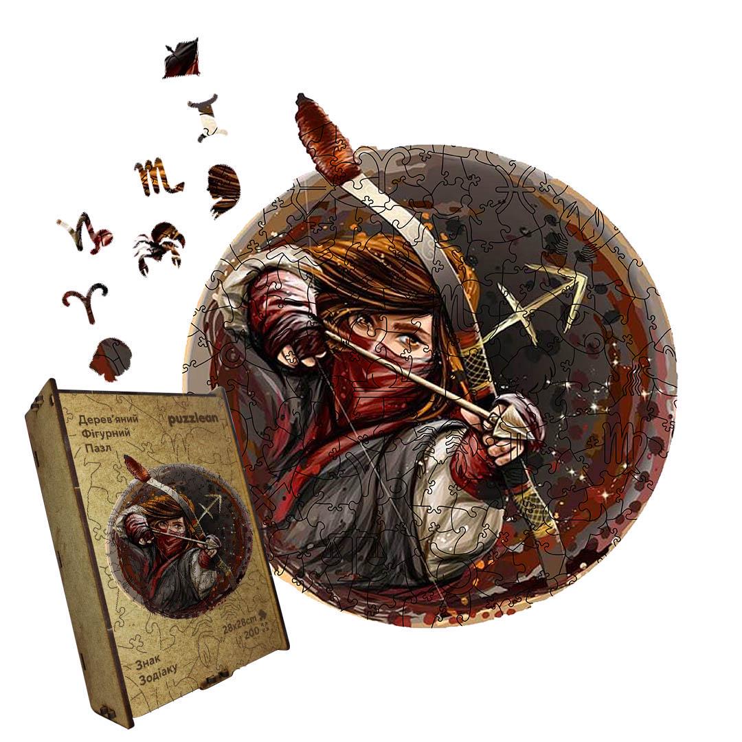 Пазл дерев'яний Знак Зодіаку Стрілець А5 дерев'яна коробка 35 елементів Пазл дерев'яний Знак Зодіаку Стрілець А5 дерев'яна коробка 35 елементів