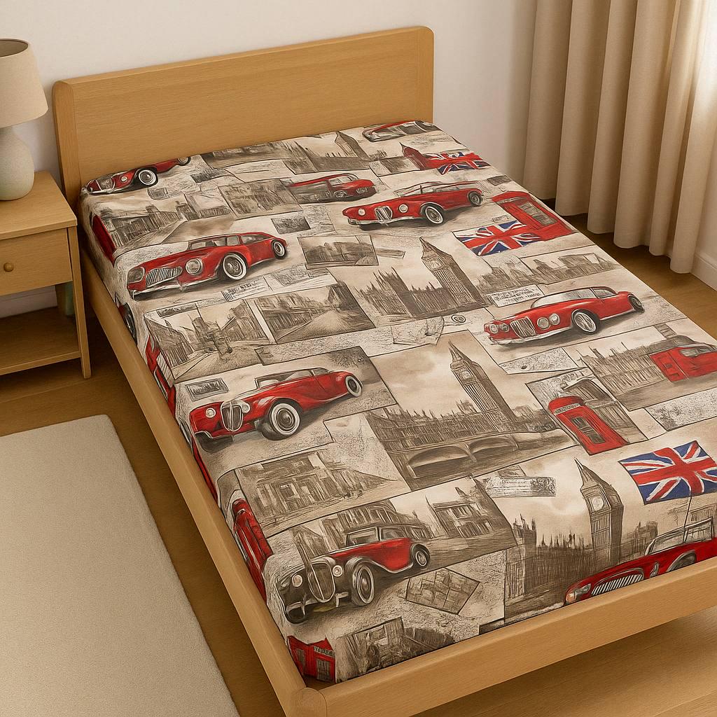 Простынь Red Car на резинке безь 180х200 см (G-1804RC/x180)