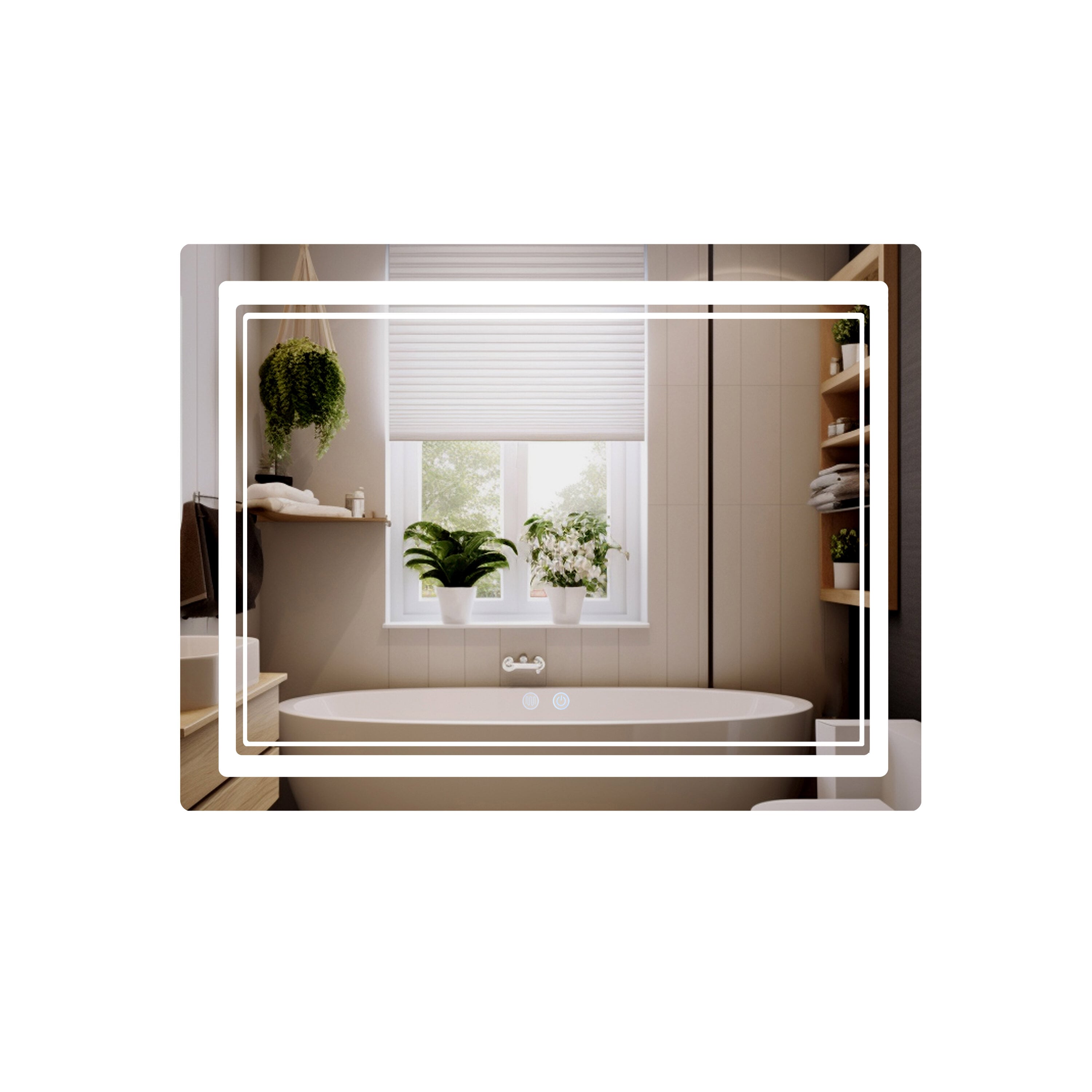 Зеркало Qtap Cardinal CA2 с LED-подсветкой Touch/антизапотеванием/диммером 3000-6500K 1000х800 мм (QT0478C1008048455)