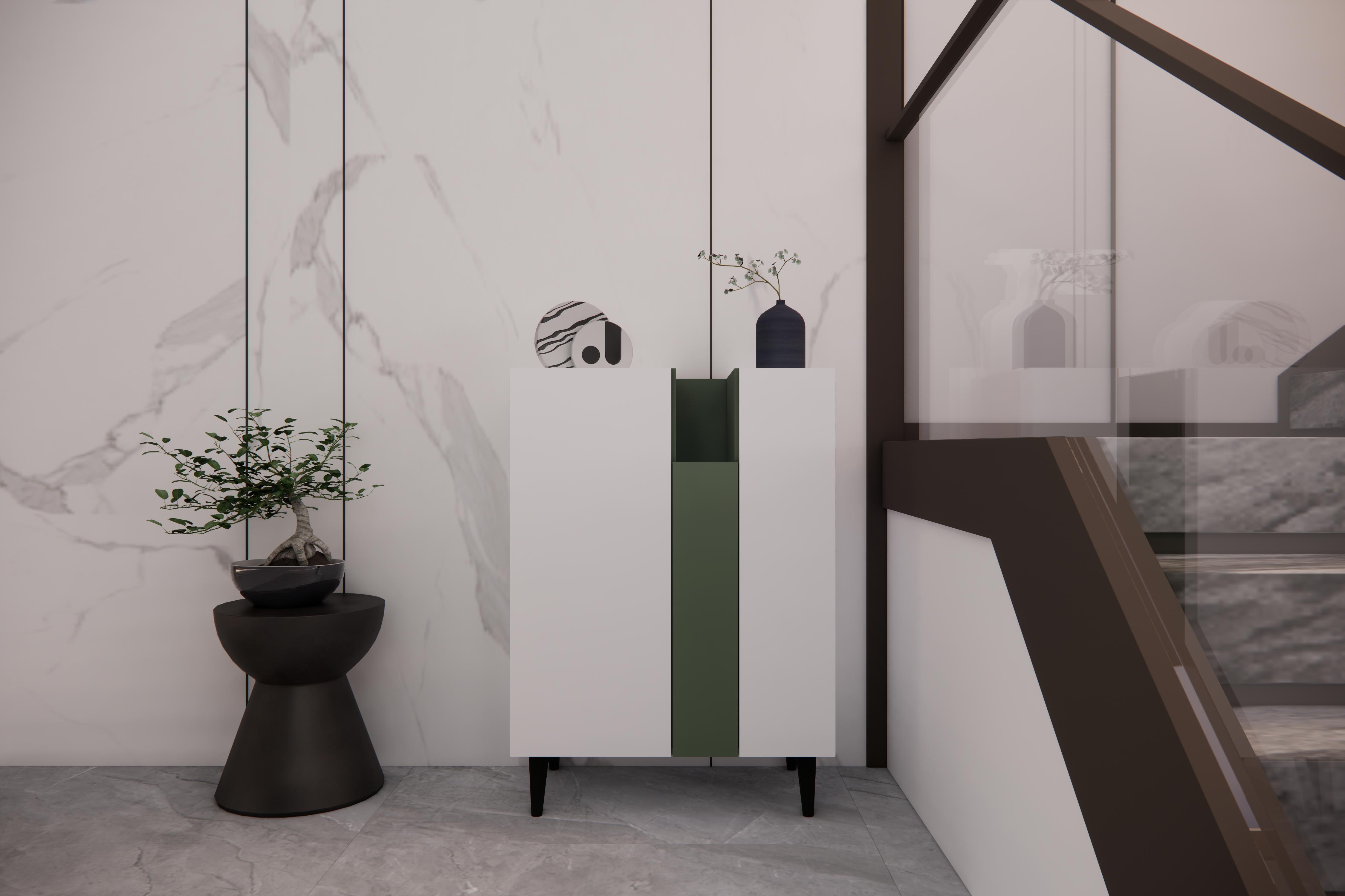 Комод з дверцятами та центральним висувним модулем (RM2F1K800WHWHGR)