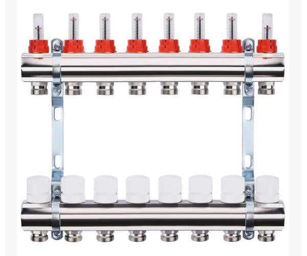 Колекторна група Zegor QS-1881 з витратомірами 1"х3/4" 8 виходів
