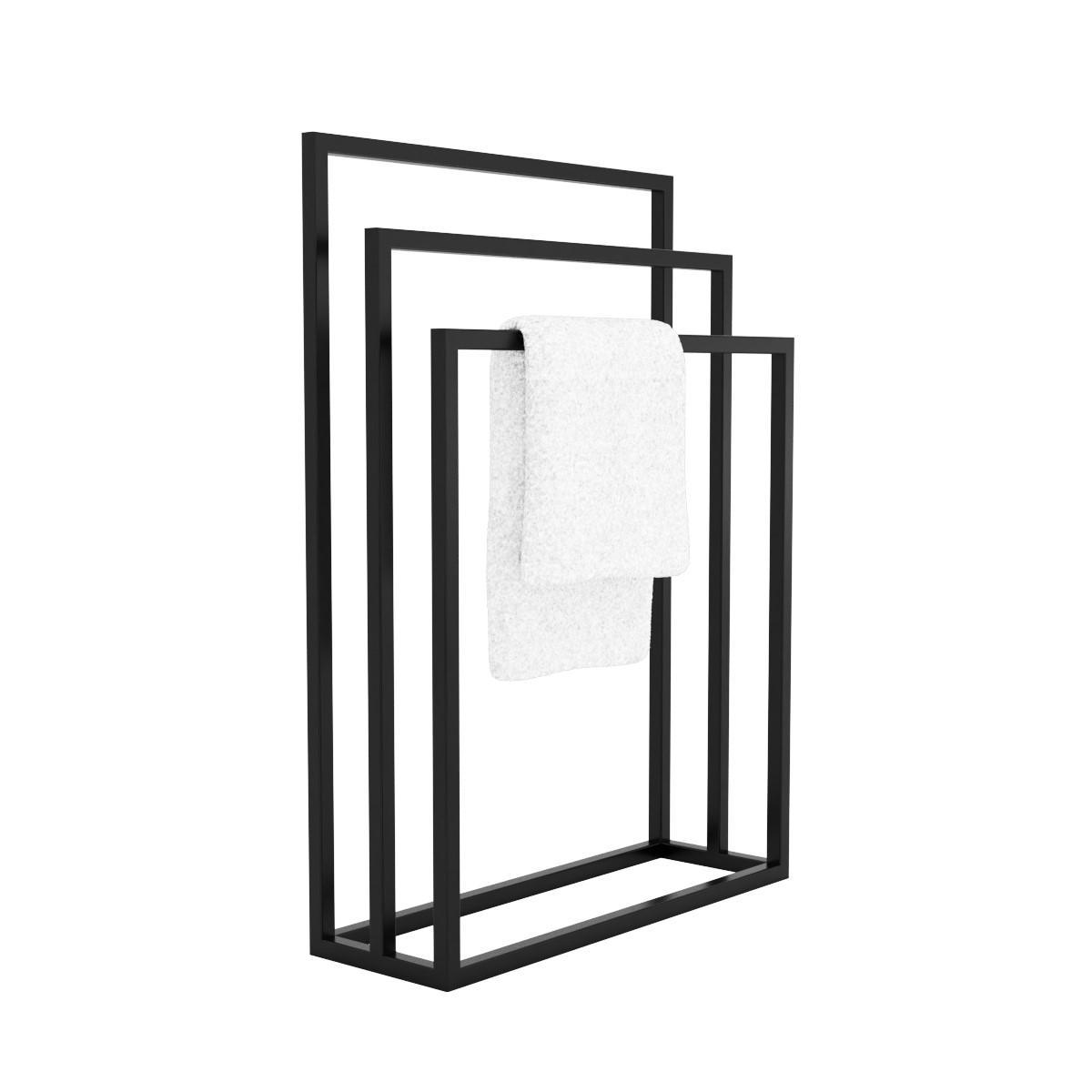Стійка для рушників Orizon LOFT потрійна підлогова 85х60х20 см Чорний матований - фото 2 Стійка для рушників Orizon LOFT потрійна підлогова 85х60х20 см Чорний матований - фото 2