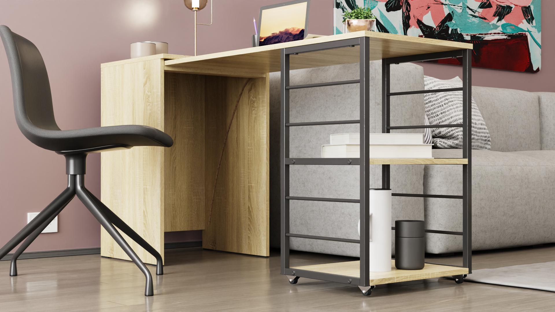 Стіл-тумба трансформер Ferrum-decor Смарт 2/1 метал/ДСП 16 мм 750x1450x500 мм Чорний/Дуб Сонома (FRD-105098) - фото 10