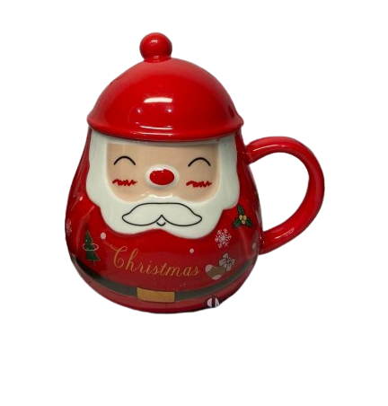 Чашка новорічна Різдвяний помпон з кришкою 350 мл Червоний (2785942204)