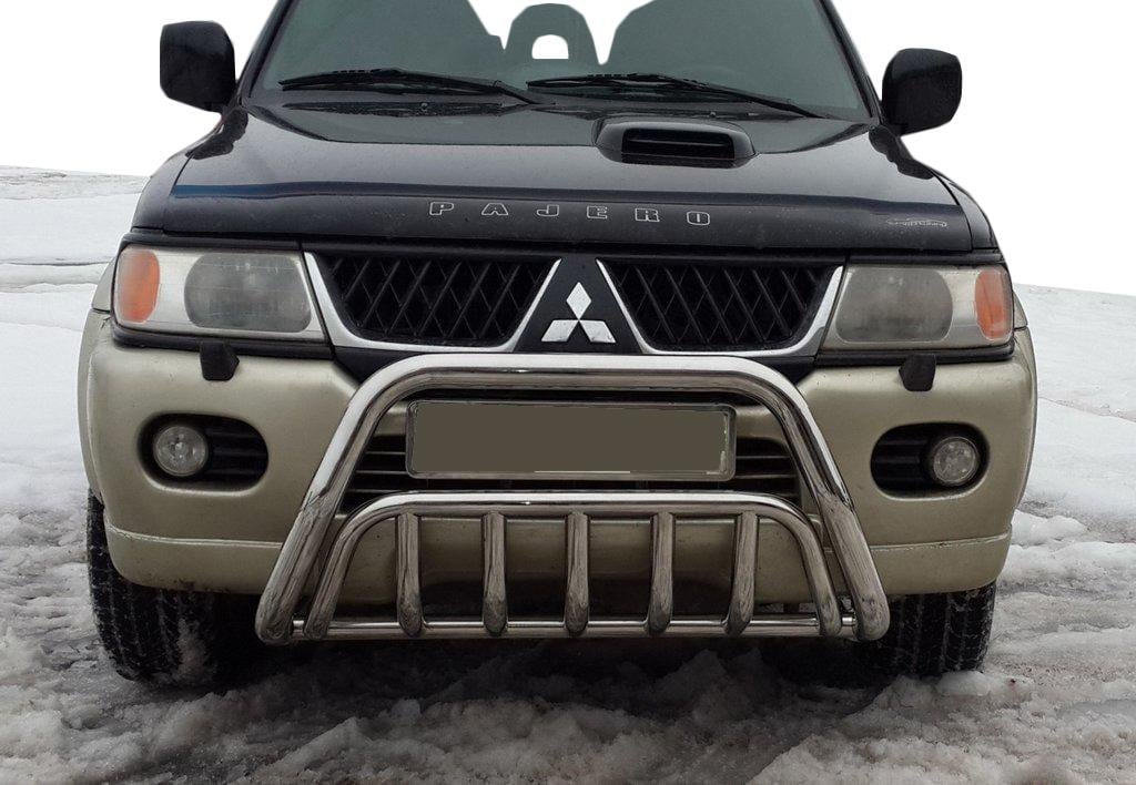 Кенгурятник WT002 CAN для Mitsubishi Pajero Sport 1996-2007 гг. нержавеющая сталь Хром