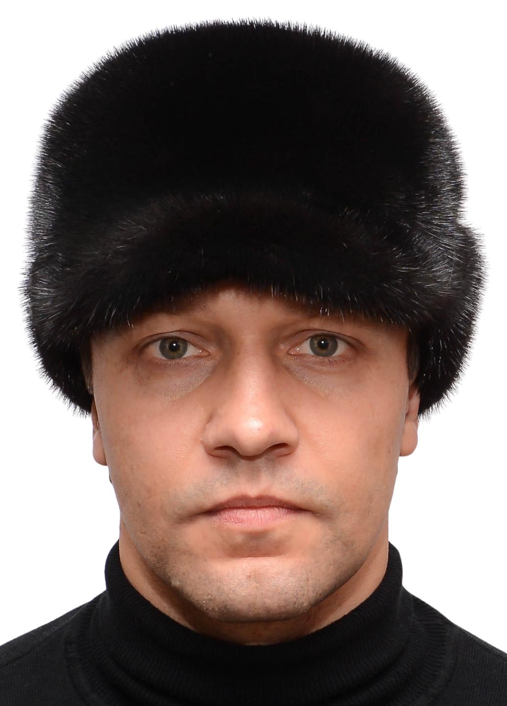 Чоловіча шапка Меховой стиль Фінка м'яка з натурального хутра норки Чорний (502)