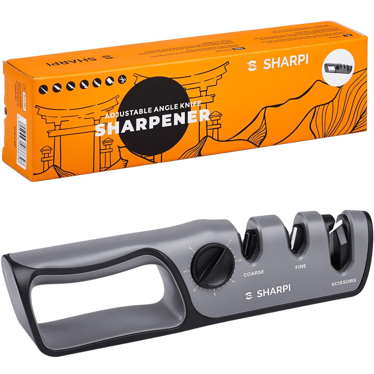 Точилка для ножей и ножниц с регулировкой SHARPI 200x120x40 мм 360/1000 керамика и карбид Черный с серым (2375884685)