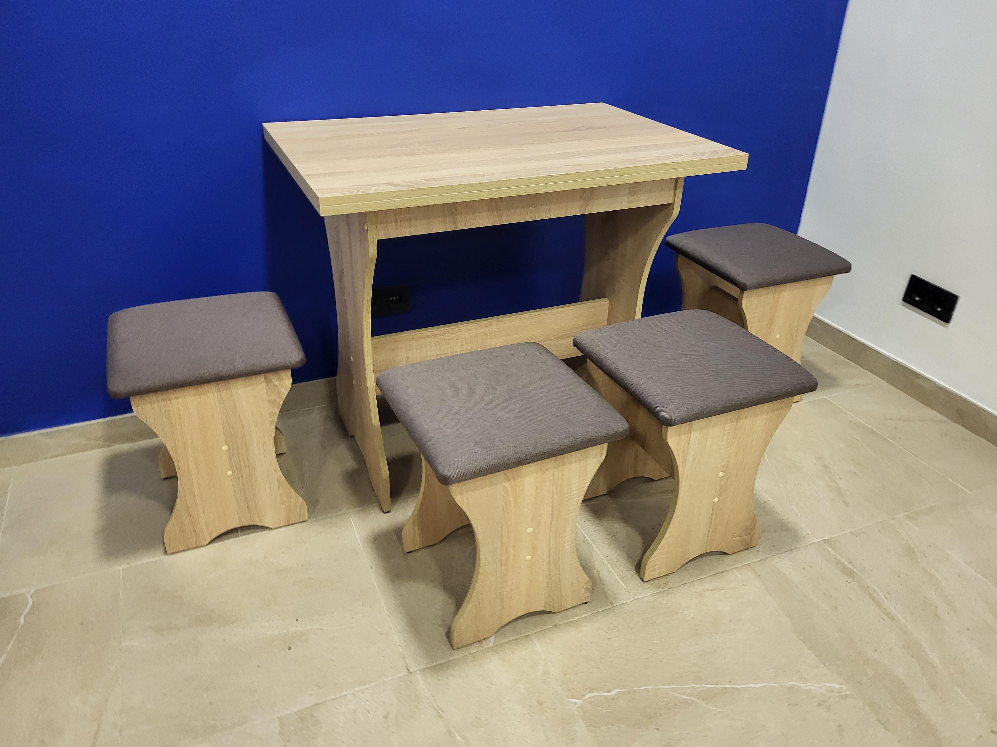 Стол раскладной и 4 табурета Семейный Дуб Сонома/Бонус Нова (STTTT-DS-BN)